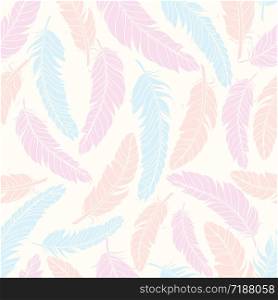 Feathers seamless pattern. Feathers of tender shades. Feathers seamless pattern., feathers of tender shades