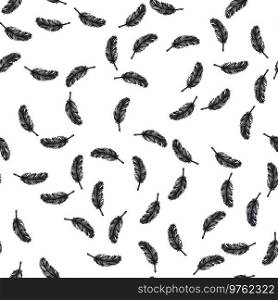 feathers seamless pattern, hand drawn vector illustration. feathers seamless pattern,