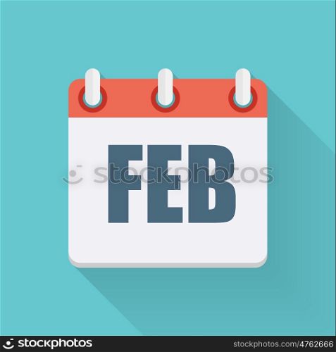 February Dates Flat Icon with Long Shadow. Vector Illustration EPS10. February Dates Flat Icon with Long Shadow. Vector Illustration