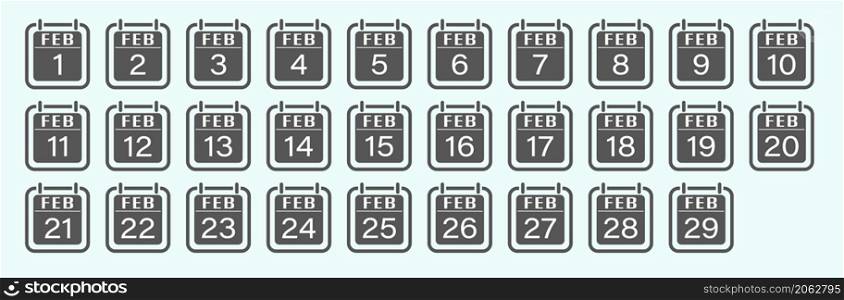 February is a month with numbers. A set of calendar sheets for a website, applications and creative design. Flat design.