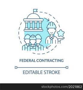 Federal contracting concept icon. Business support. Entrepreneurs and government partnership abstract idea thin line illustration. Vector isolated outline color drawing. Editable stroke. Federal contracting concept icon
