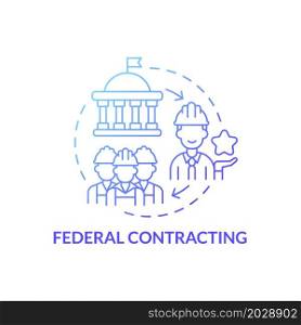 Federal contracting program concept icon. Startup launch support. Small business and government partnership abstract idea thin line illustration. Vector isolated outline color drawing. Federal contracting program concept icon