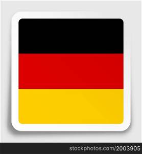 Federal Republic of Germany flag icon on paper square sticker with shadow. Button for mobile application or web. Vector