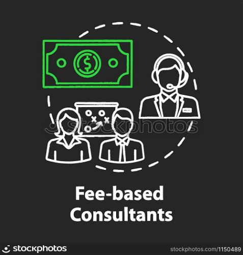 Fee based consultants chalk concept icon. Financial consultation. Call center service. Payment for expert work idea. Vector isolated chalkboard illustration