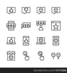 Feedback and customer review related icon set
