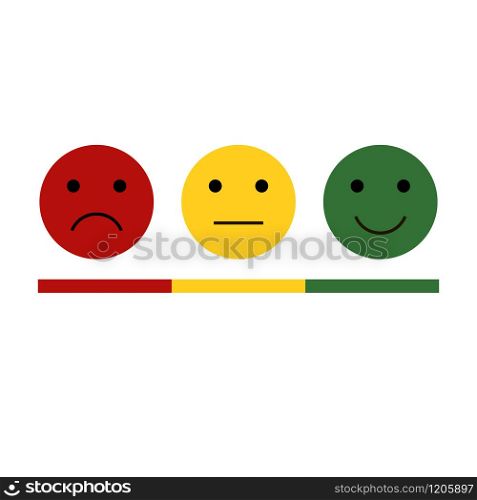 Feedback emoticon smile. Set of 3 emoji vector