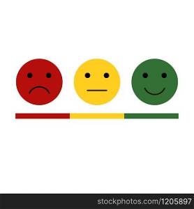 Feedback emoticon smile. Set of 3 emoji vector