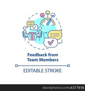 Feedback from team members concept icon. Clear communication abstract idea thin line illustration. Isolated outline drawing. Editable stroke. Roboto-Medium, Myriad Pro-Bold fonts used. Feedback from team members concept icon