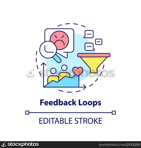 Feedback loops concept icon. Complaints and suggestions. Solving for customer needs abstract idea thin line illustration. Isolated outline drawing. Editable stroke. Arial, Myriad Pro-Bold fonts used. Feedback loops concept icon