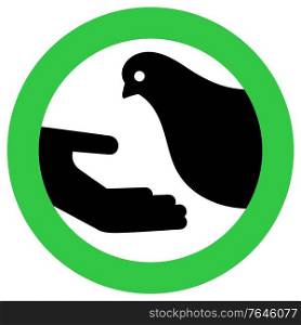 Feeding birds allowed, modern round sticker, vector illustration 10eps. Feeding birds allowed, modern round sticker, vector illustration