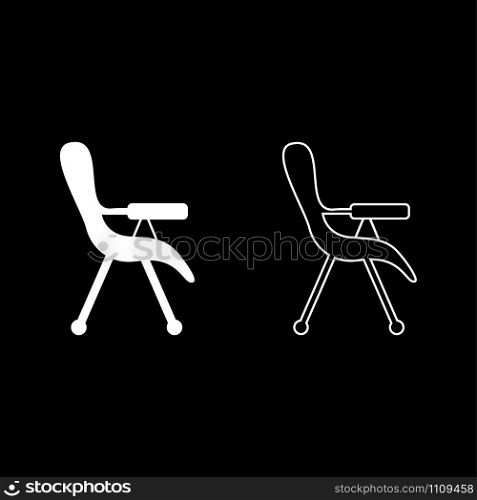 Feeding chair icon outline set white color vector illustration flat style simple image