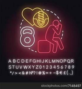 Feeling of loneliness neon light concept icon. Depression. Resentment against partner. Trouble relationship idea. Glowing sign with alphabet, numbers and symbols. Vector isolated illustration