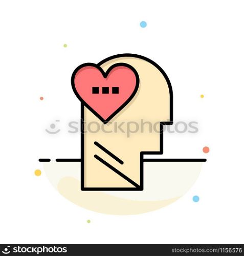 Feelings, Love, Mind, Head Abstract Flat Color Icon Template