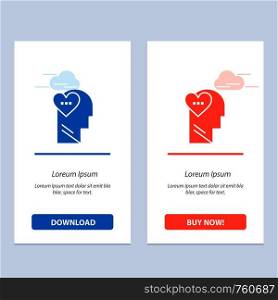 Feelings, Love, Mind, Head Blue and Red Download and Buy Now web Widget Card Template