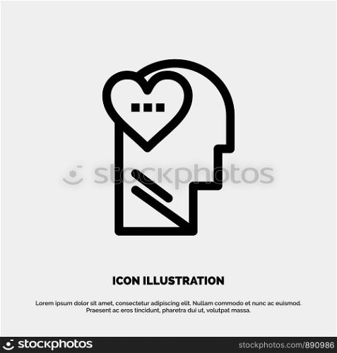 Feelings, Love, Mind, Head Line Icon Vector