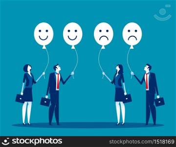 Feelings of the employees. Concept business vector. Feel, Business people, balloons.