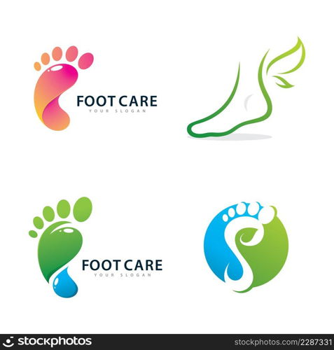 Feet care logo design vector. Feet massaging symbol