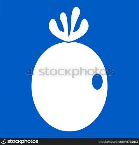 Feijoa fruit icon white isolated on blue background vector illustration. Feijoa fruit icon white