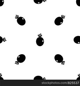 Feijoa fruit pattern repeat seamless in black color for any design. Vector geometric illustration. Feijoa fruit pattern seamless black