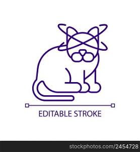 Feline vestibular disease RGB color icon. Cat losing balance and coordination. Unusual condition. Isolated vector illustration. Simple filled line drawing. Editable stroke. Arial font used. Feline vestibular disease RGB color icon