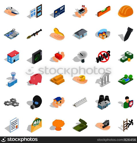 Fellowship icons set. Isometric style of 36 fellowship vector icons for web isolated on white background. Fellowship icons set, isometric style