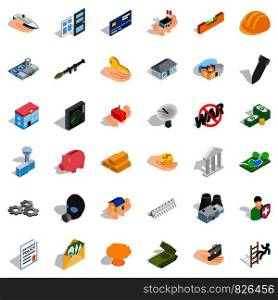 Fellowship icons set. Isometric style of 36 fellowship vector icons for web isolated on white background. Fellowship icons set, isometric style