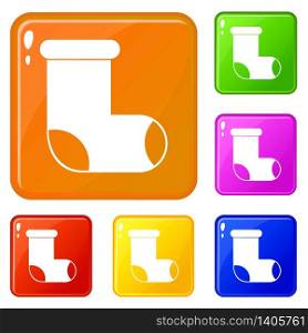Felt boot icons set collection vector 6 color isolated on white background. Felt boot icons set vector color