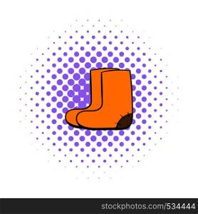Felt boots icon in comics style on a white background. Felt boots icon, comics style