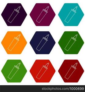 Felt tip pen icons 9 set coloful isolated on white for web. Felt tip pen icons set 9 vector