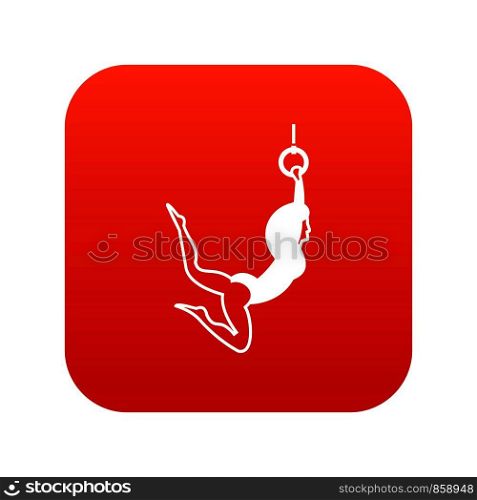 Female aerialist icon digital red for any design isolated on white vector illustration. Female aerialist icon digital red