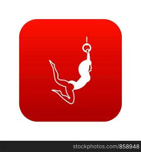 Female aerialist icon digital red for any design isolated on white vector illustration. Female aerialist icon digital red