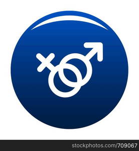 Female and man gender symbol icon vector blue circle isolated on white background . Female and man gender symbol icon blue vector