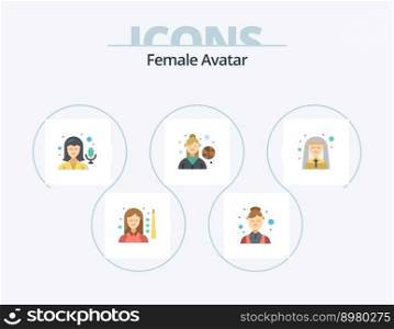 Female Avatar Flat Icon Pack 5 Icon Design. mother superior. church. medical. outdoor game. basketball player