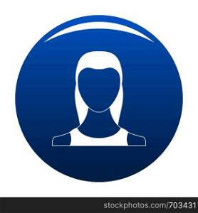 Female avatar icon vector blue circle isolated on white background . Female avatar icon blue vector