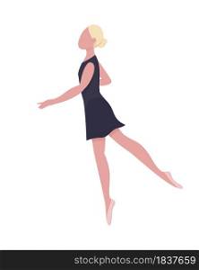 Female ballet dancer semi flat color vector character. Posing figure. Full body person on white. Practicing danseuse isolated modern cartoon style illustration for graphic design and animation. Female ballet dancer semi flat color vector character