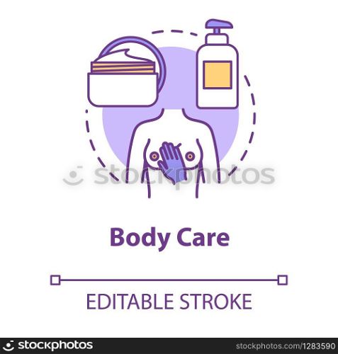 Female body care, massage concept icon. Spa procedure, relaxation, refreshment, stress relief idea thin line illustration. Vector isolated outline RGB color drawing. Editable stroke