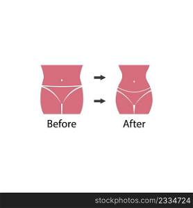 female body icon before and after diet program,vector illustration logo design.