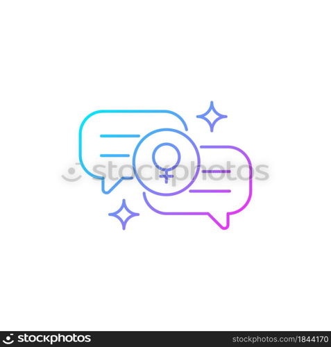 Female bonding gradient linear vector icon. Supportive sisterhood. Strength for feminine gender. Supporting each other. Thin line color symbol. Modern style pictogram. Vector isolated outline drawing. Female bonding gradient linear vector icon