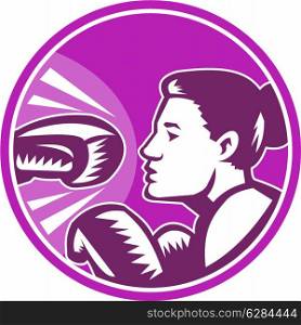Female Boxer Punch Retro