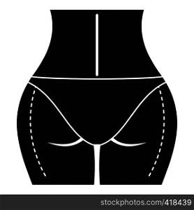 Female buttocks prepared to plastic surgery icon. Simple illustration of woman buttocks prepared to plastic surgery vector icon for web. Woman buttocks prepared to plastic surgery icon
