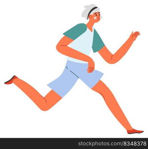Female character running and jogging, isolated woman training and working out. Keeping fit and losing weight, person preparing for marathon. Relaxation and recreation vector in flat style illustration. Jogging woman, training and working out character