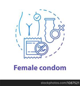 Female condom blue concept icon. Safe sex. Woman contraception. Pregnancy prevention. Birth control method. Healthy intimate relationship idea thin line illustration. Vector isolated outline drawing
