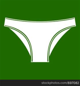 Female cotton panties icon white isolated on green background. Vector illustration. Female cotton panties icon green