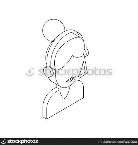 Female customer support operator with headset icon in isometric 3d style on a white background. Female customer support operator with headset icon
