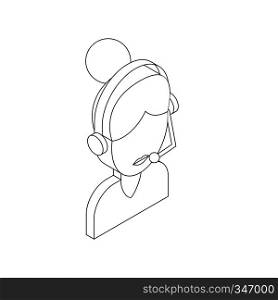 Female customer support operator with headset icon in isometric 3d style on a white background. Female customer support operator with headset icon