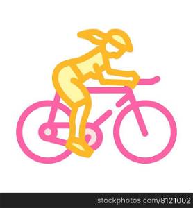 female cyclist color icon vector. female cyclist sign. isolated symbol illustration. female cyclist color icon vector illustration
