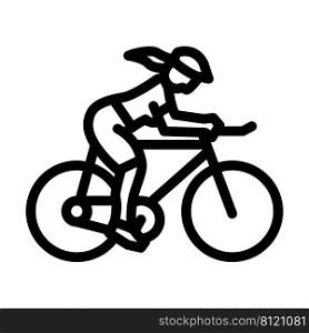 female cyclist line icon vector. female cyclist sign. isolated contour symbol black illustration. female cyclist line icon vector illustration