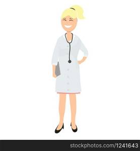 female doctor pediatrician in hospital vector illustration. female doctor pediatrician in hospital