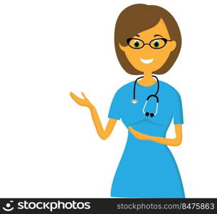 Female doctor with a raised hand and a smile.. Female doctor with a raised hand and a smile..