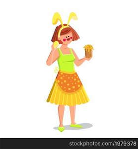female easter bunny. family easter funny bunny. cute female celebration traditional holiday. vector character flat cartoon Illustration. female easter bunny vector